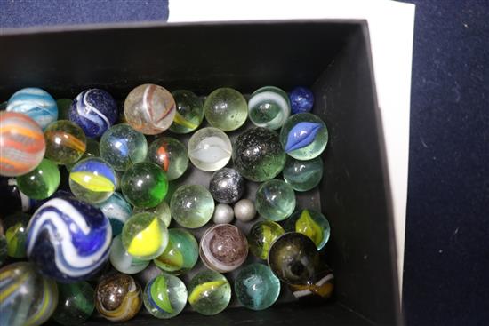 A collection of glass marbles